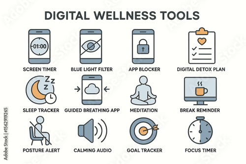 Digital wellness tools: apps for screen time, sleep, meditation, and focus management