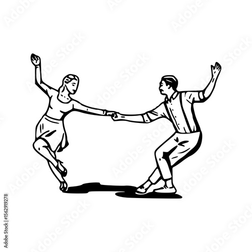 vintage swing dance couple illustration