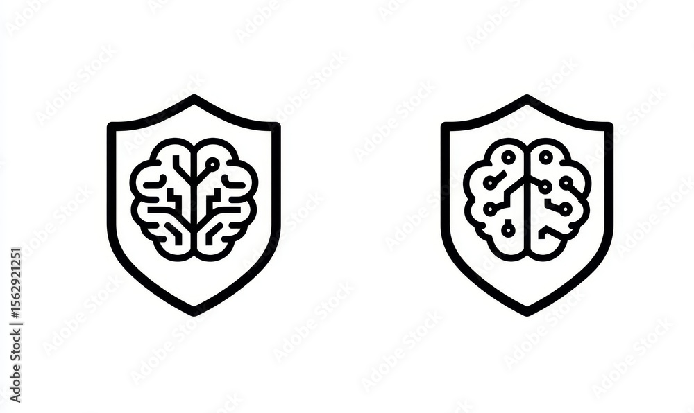 Brain guarded by shield. Security concept. Digital protection & intelligence ideas Brain guarded by shield. Security concept. Digital protection & intelligence ideas