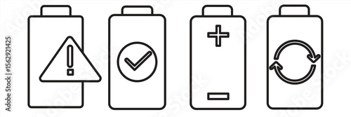 Battery icon, line symbol, editable stroke, isolated on white background, vector illustration.

