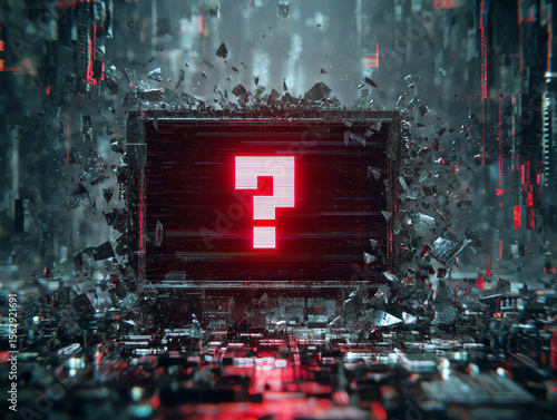 A mysterious glowing screen amidst chaos.