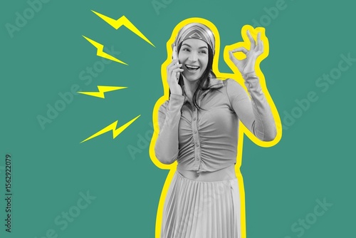 Happy young woman showing O...