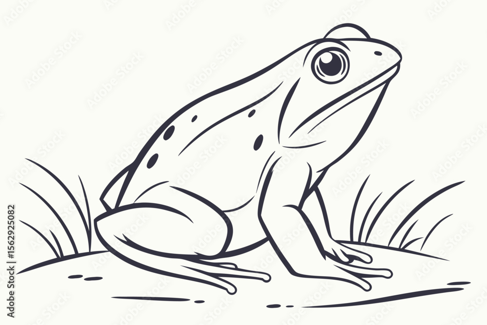 Naklejka premium Simple Frog Sketch in Black Lines