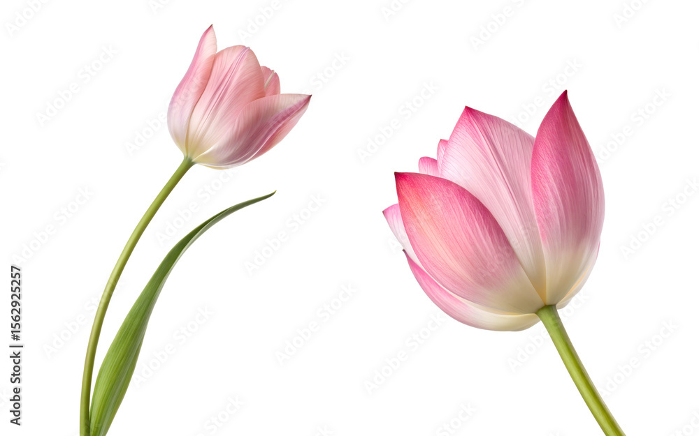 Fototapeta premium Pink tulips isolated on transparent background