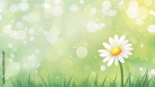 Gentle springtime scene with a single daisy.