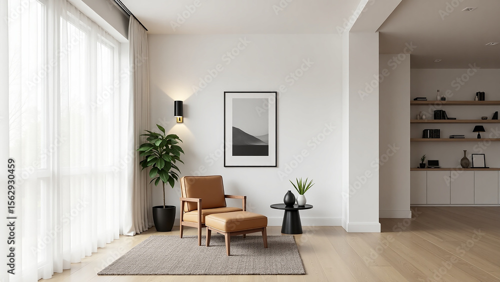 Fototapeta premium modern living room with fireplace