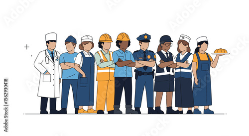 Different professions grouped together for a diverse workforce view