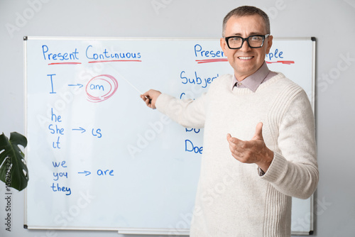 Male teacher with pointer c...