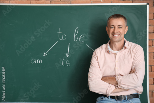 Male English teacher near b...