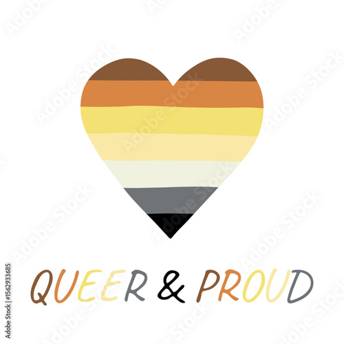 Colorful heart shape Bear brotherhood pride flag Happy pride day LGBTQIA community Pride Month Vector hand drawn doodle for posters, stickers, logo, cards