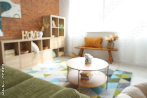 Blurred interior of living ...
