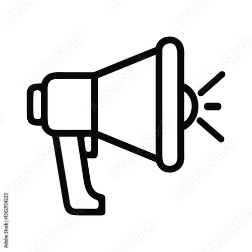 Megaphone Line Icon – Loudspeaker Outline Vector for Announcement and Promotion