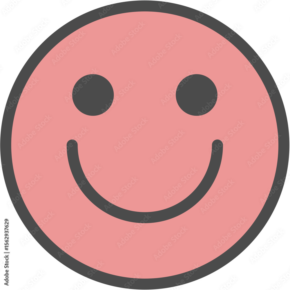 Fototapeta premium Peach Flat Emoji Icon with black outline vector graphic – Friendly Happy Face