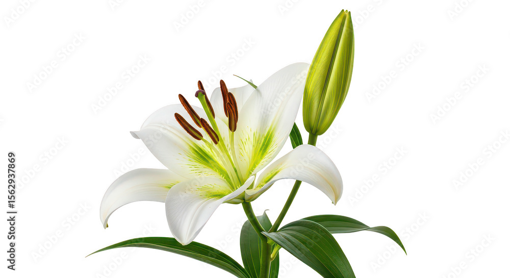 Fototapeta premium White Asiatic Lily Flower Closeup