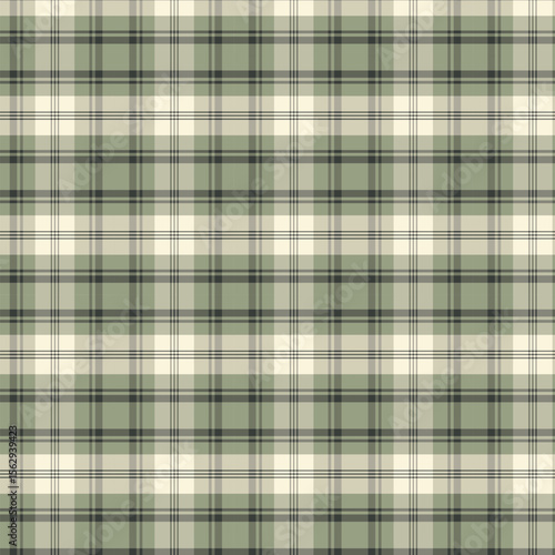 Muted Green and Beige Plaid Seamless Pattern