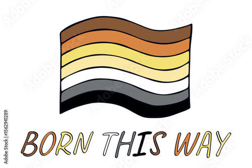 Colorful Bear brotherhood pride flag Happy pride day LGBTQ community Pride Month Vector hand drawn doodle for posters, stickers, logo, cards