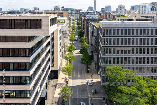 Modern district. Aerial panorama. Urban style.