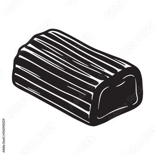 A simple hand drawn illustration of a dark chocolate fudge candy bar