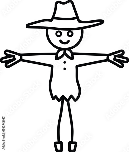 A drawing of a person wearing a cowboy hat and a hat with the word quot w quot on it
