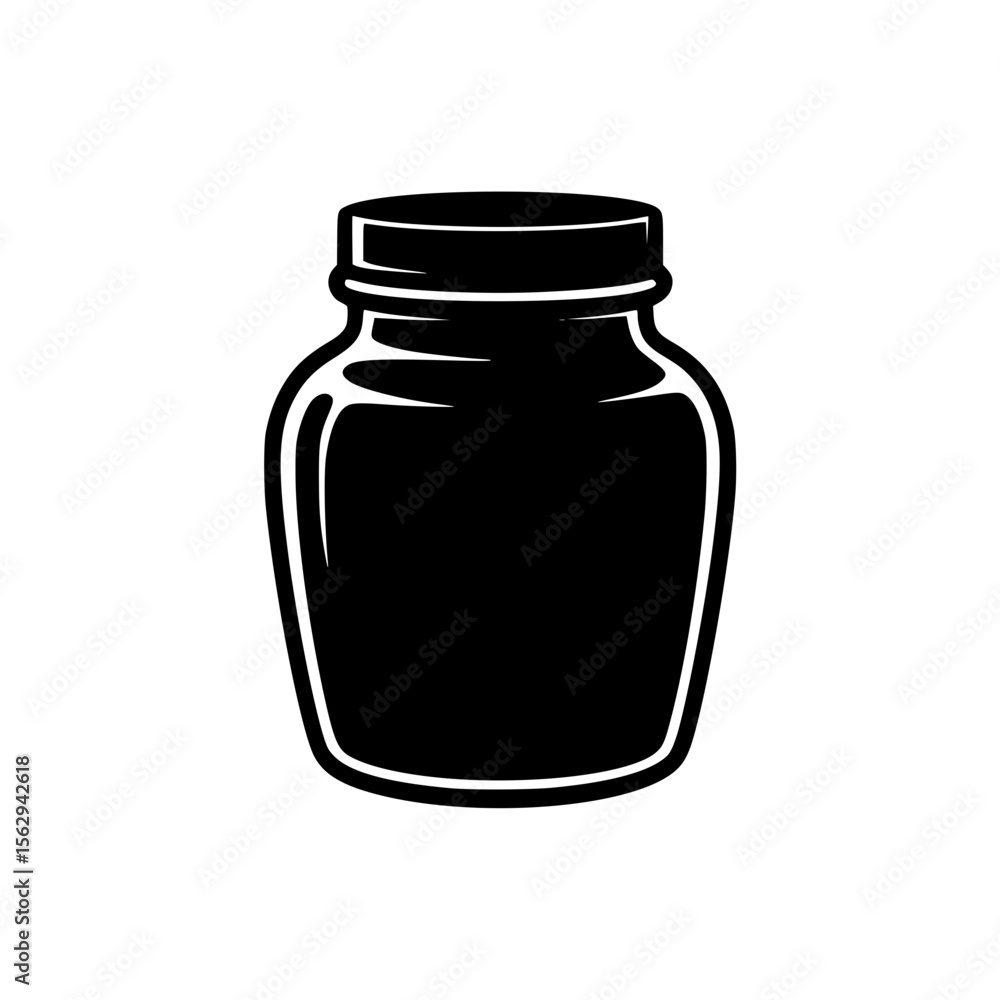 Black jar with lid silhouette Black jar with lid silhouette