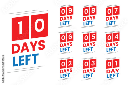 Days Left Reminder Design Red Vector Countdown Graphic