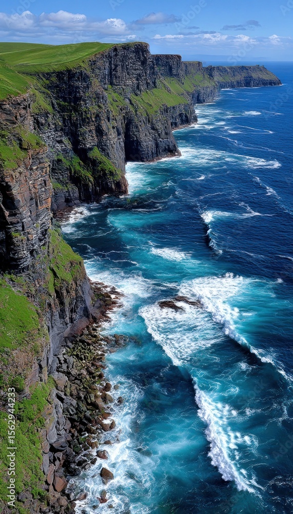 Fototapeta premium Dramatic coastal cliffs meet the ocean