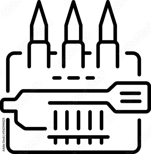 A linear style icon representing an ammo pouch