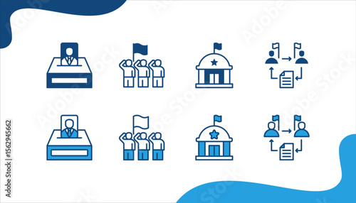 Power and politics banner web icon vector illustration for Election, Republic, Federal, Bureaucracy.