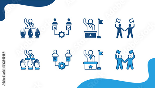 Power and politics banner web icon vector illustration for Democracy, Electoral, Executive, Civil liberties.