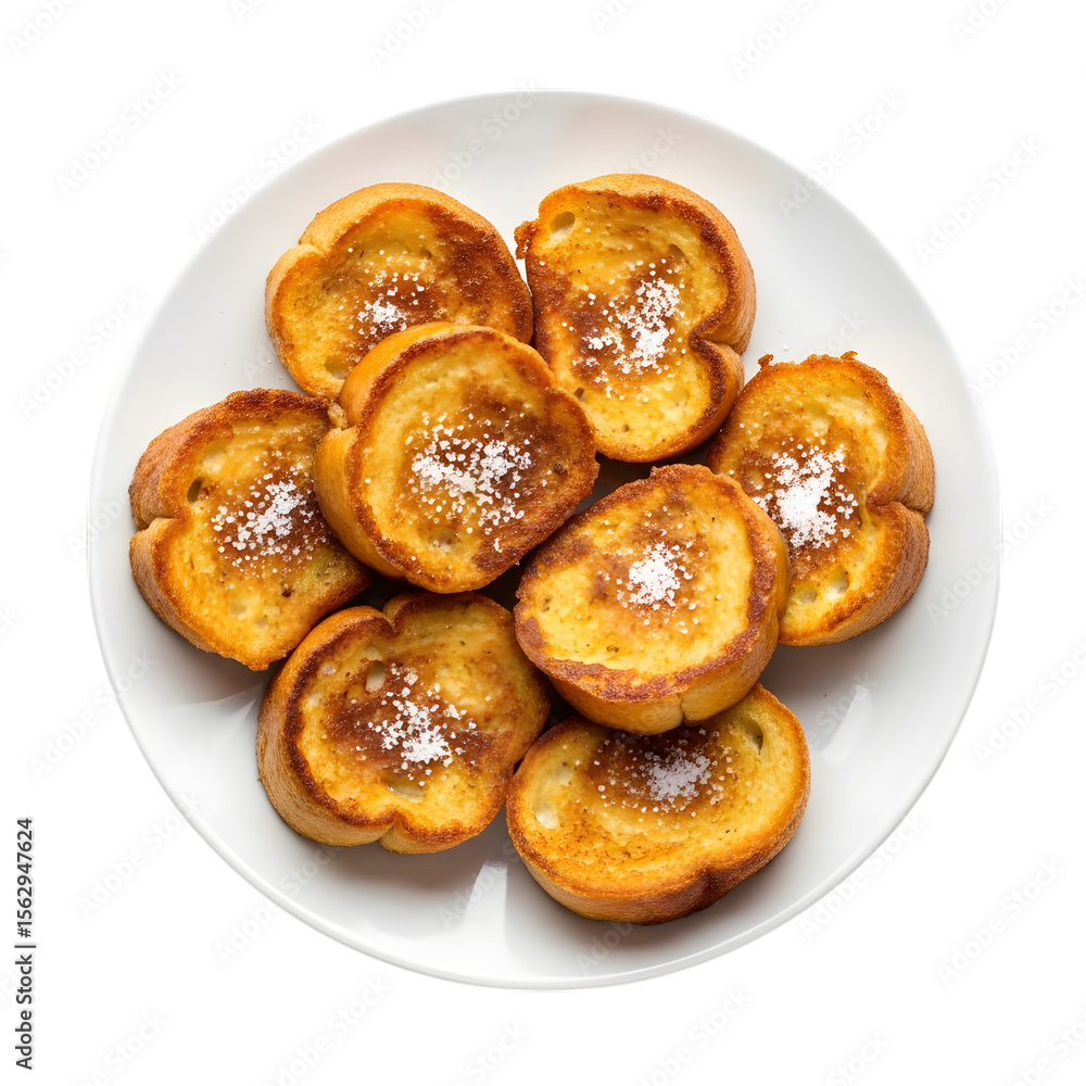 A Plate of Dutch Wentelteefjes Cinnamon French Toast Made with Stale Bread on isolated transparent background A Plate of Dutch Wentelteefjes Cinnamon French Toast Made with Stale Bread on isolated transparent background