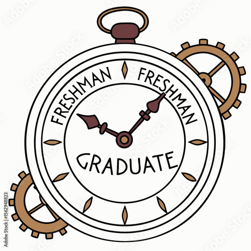 Steampunk pocket watch time travel freshman to graduate gears clock