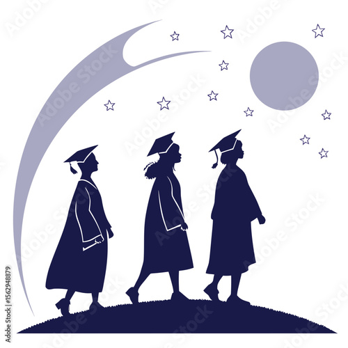 Wallpaper Mural Graduates walking under moonlight and stars graduation students Torontodigital.ca