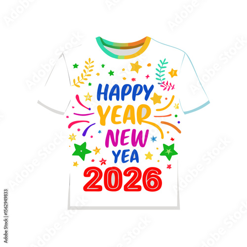 Happy New Year 2026 festive t shirt design celebration