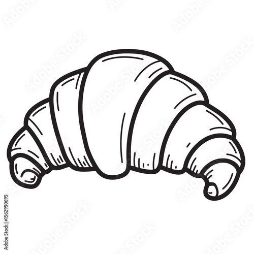 Hand drawn illustration of a delicious croissant perfect for bakery design and food blogs