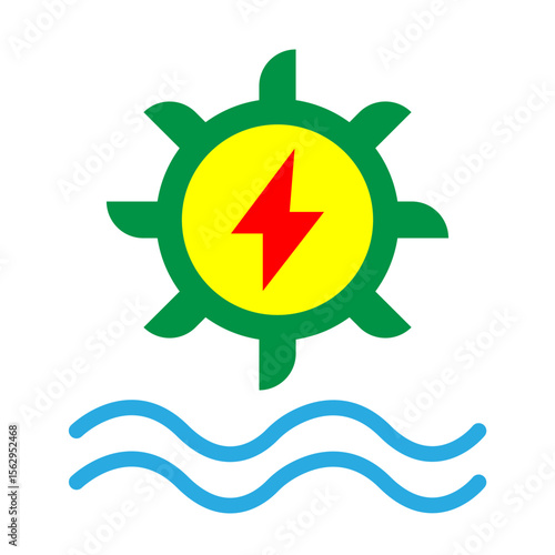 Water Turbine Vector Flat Icon Design
