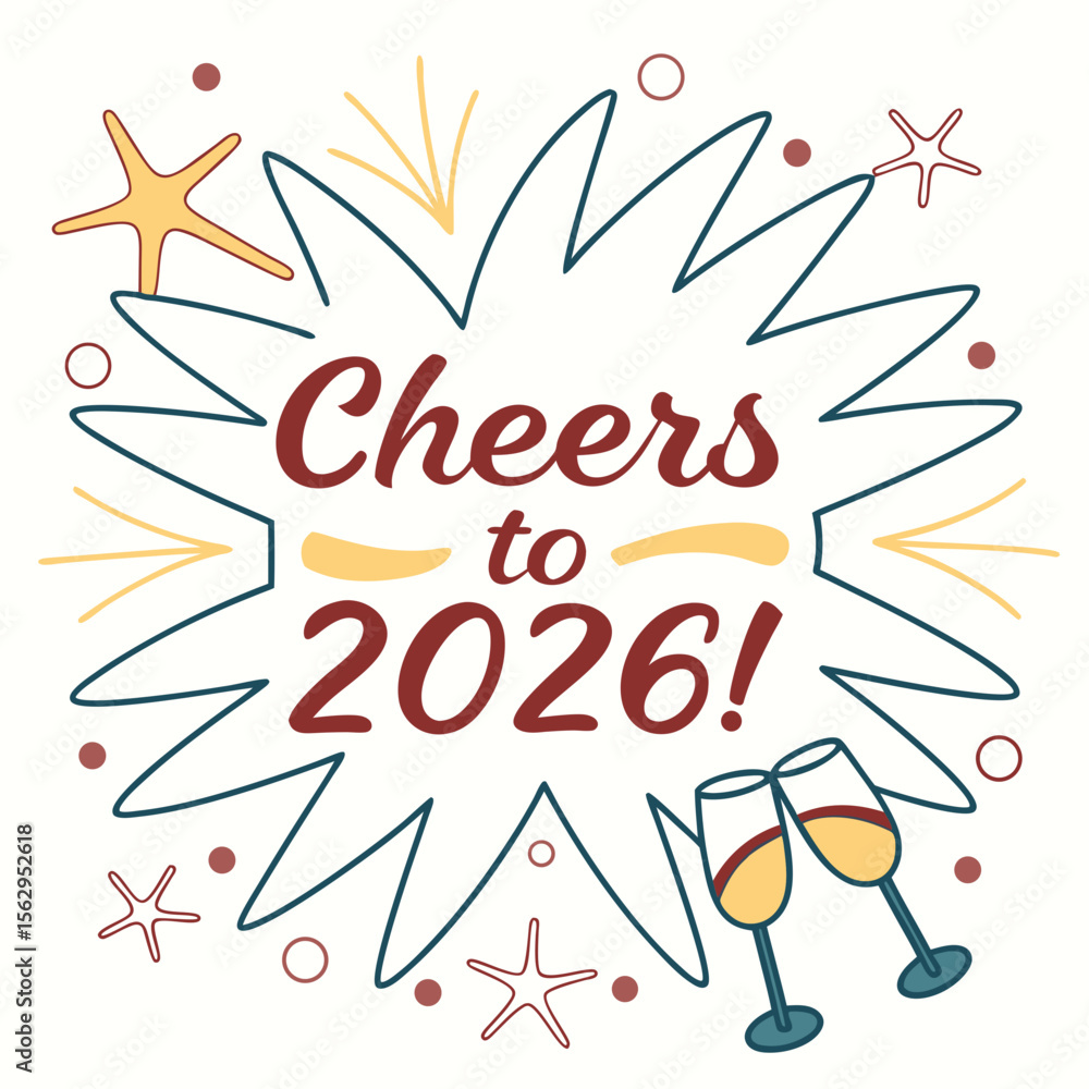 Obraz premium Festive cheers celebration with sparkling drinks and starburst new year sparkling wine