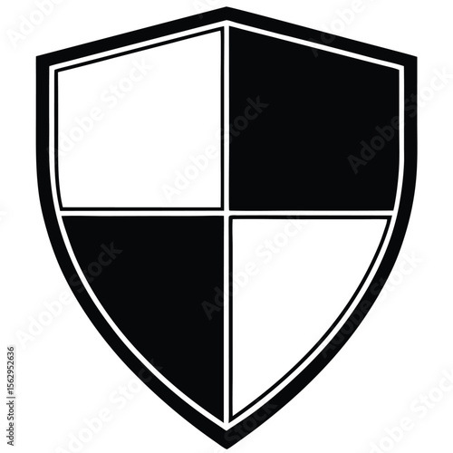 Black and white shield emblem with quadrant design graphic with transparency Free Download Black and white shield emblem with quadrant design graphic with transparency - GFXLoad