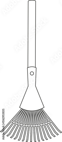 Leaf rake outline icon. Lawn rake.  Garden tool for autumn leaves. Cartoon vector illustration