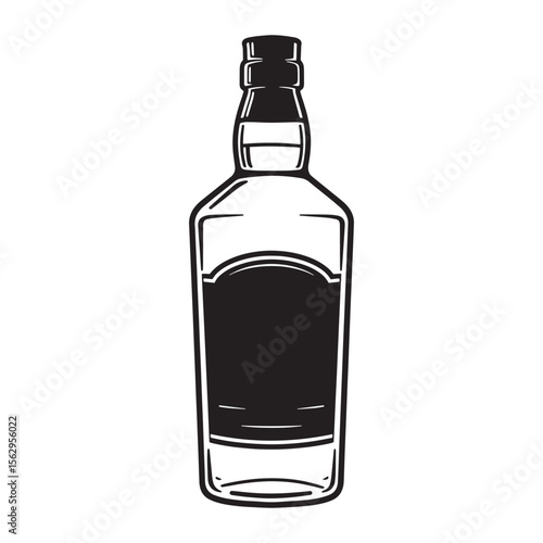 Vintage style illustration of a whiskey bottle with a dark label and classic shape