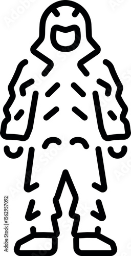 A linear style icon showing a character wearing ghillie suit 