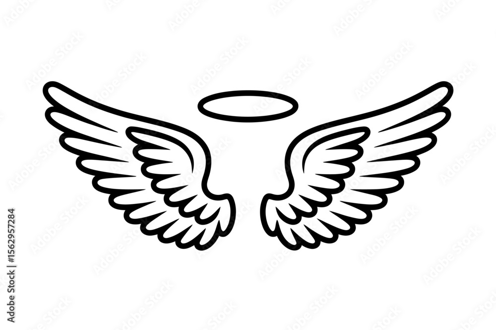 Obraz premium Elegant Angel Wings and Halo A Vector Illustration Design