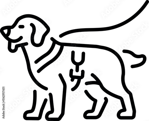 A linear style icon representing a retriever dog