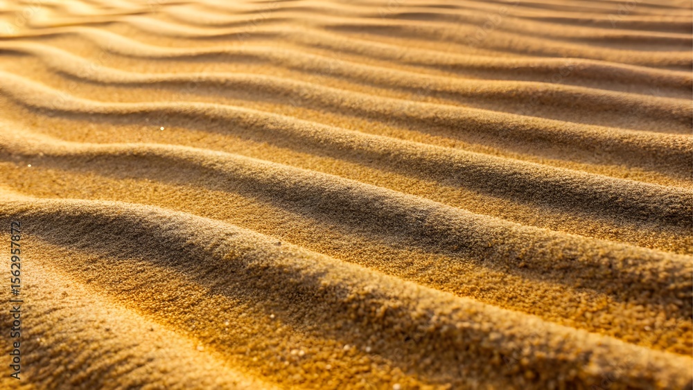 Closeup view of the rippled texture of golden sand in a desert landscape Closeup view of the rippled texture of golden sand in a desert landscape