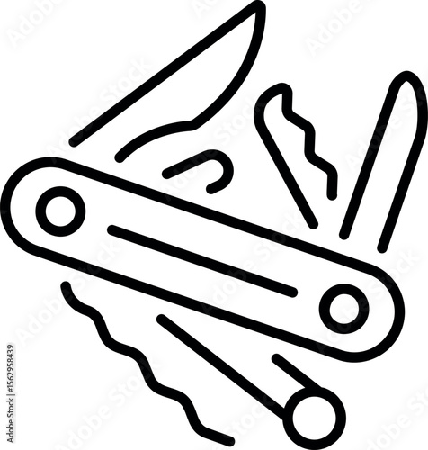 A linear style icon representing a pocketknife tool