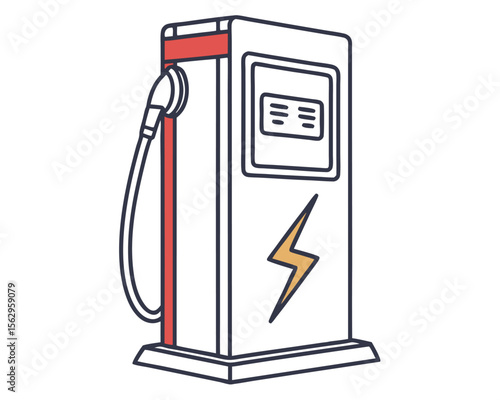 Electric vehicle charging station illustration with lightning symbol and modern design concept.