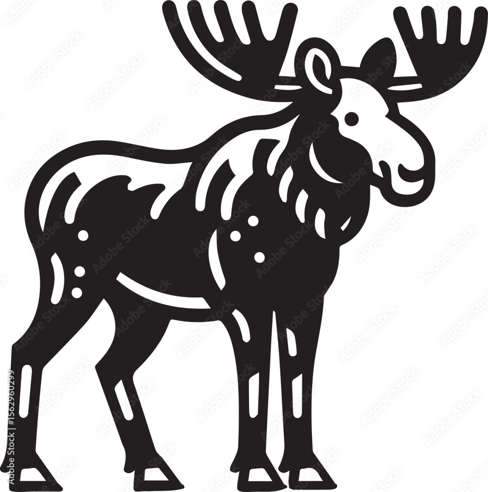 Fototapeta premium Moose Vector In Black and White
