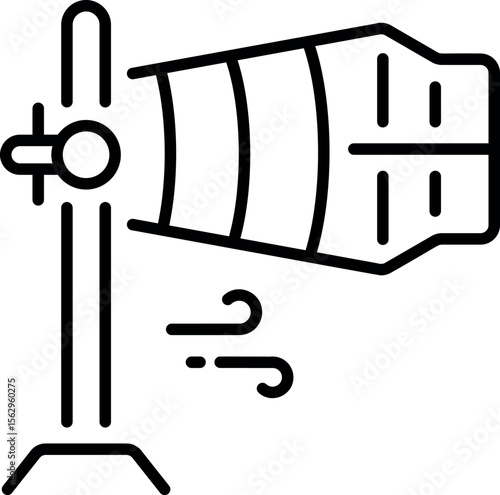 A line style icon denoting a windsock indicator
