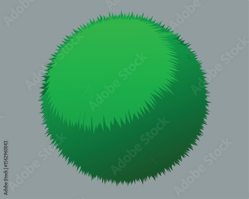 Vibrant green sphere with spiky outline a decorative vector element on a gray background.