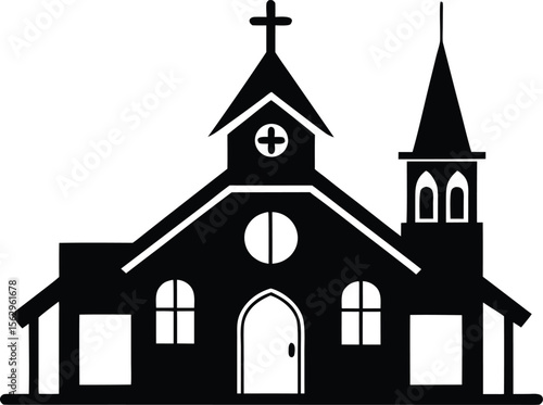 Christian church house icon, Church building vector illustration