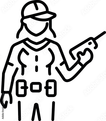 A line style icon representing a forest ranger person